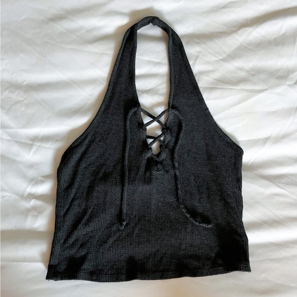 Kendall & Kylie Grey Strappy Halter Crop Top Size XS - Picture 4 of 9